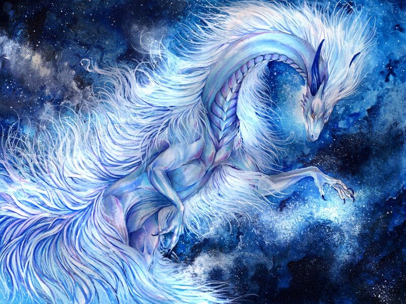 White Dragon in Space — Blue