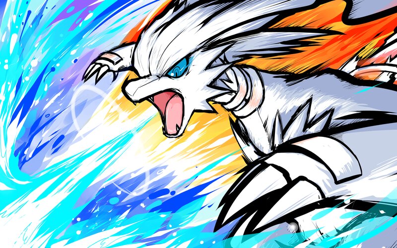White Dragon-like Creature — Blue, Dynamic, Aggressive