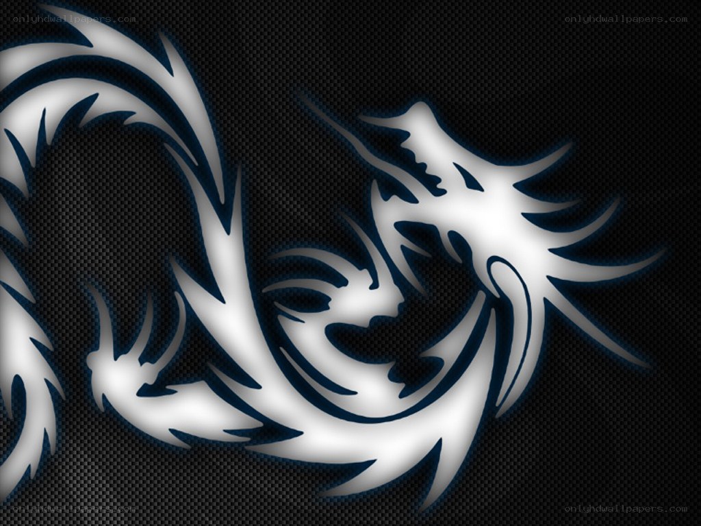 white dragon on black carbon