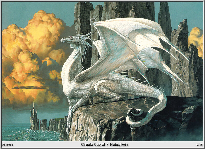 White Dragon on Cliff