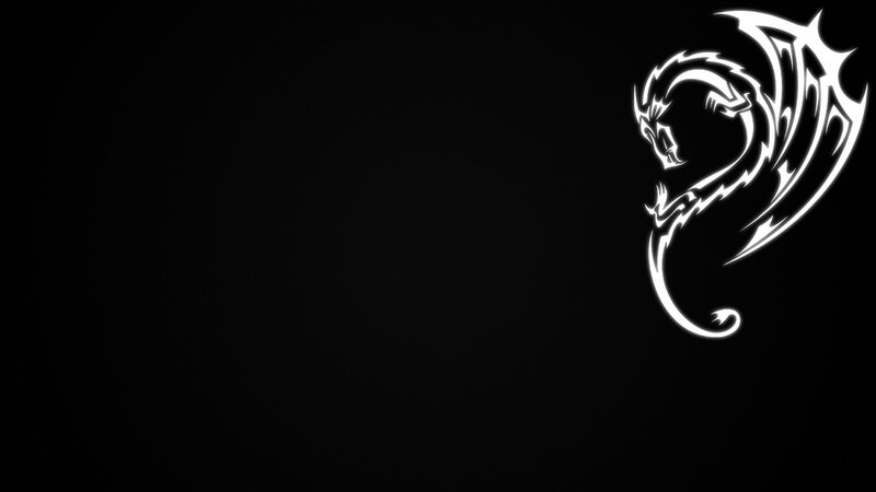 White Dragon Outline — Black, Minimalist, Vector Art