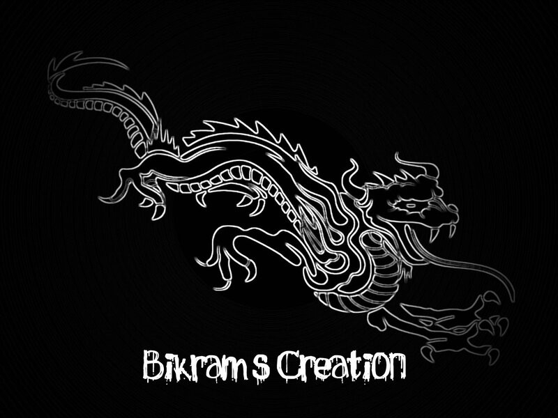 White Dragon Outline — Black