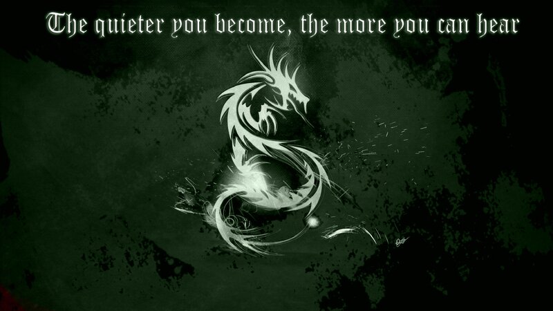 White Dragon Silhouette — Black, Dark, Digital Art