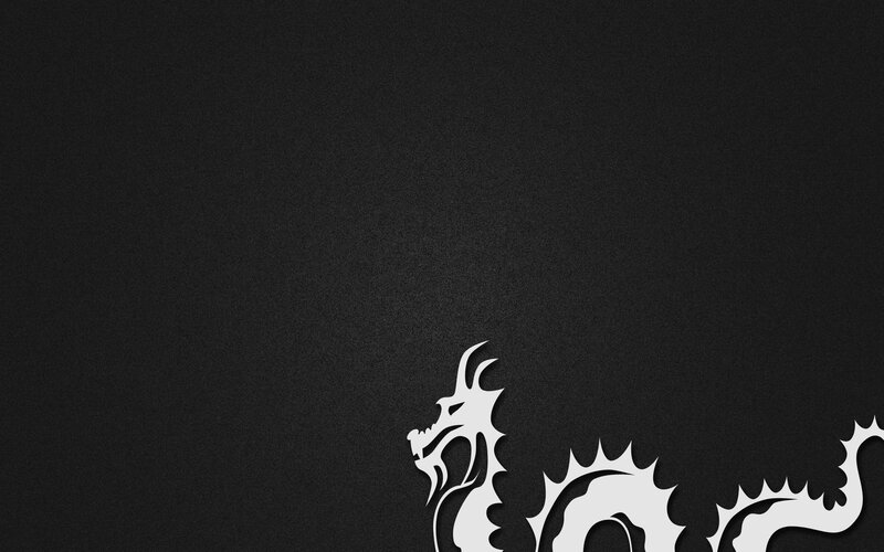 White Dragon Silhouette — Black, Dark, Minimalist