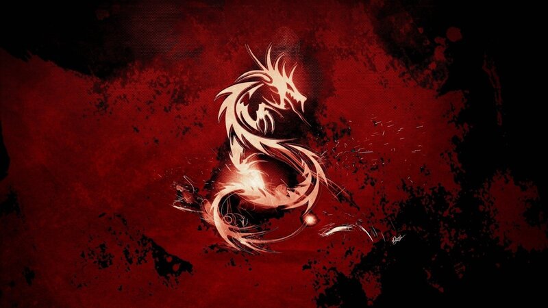 White Dragon Silhouette — Red, Dramatic