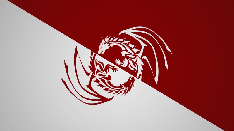 White Dragon Silhouette — Red, Dramatic, Vector Art