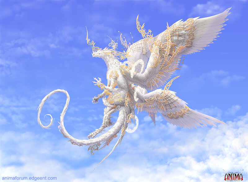 White dragon with golden filigree