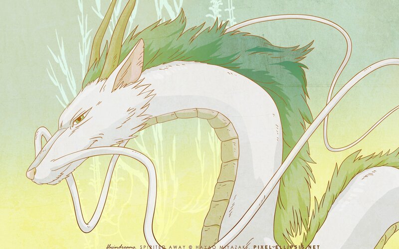 White Dragon with Green Mane