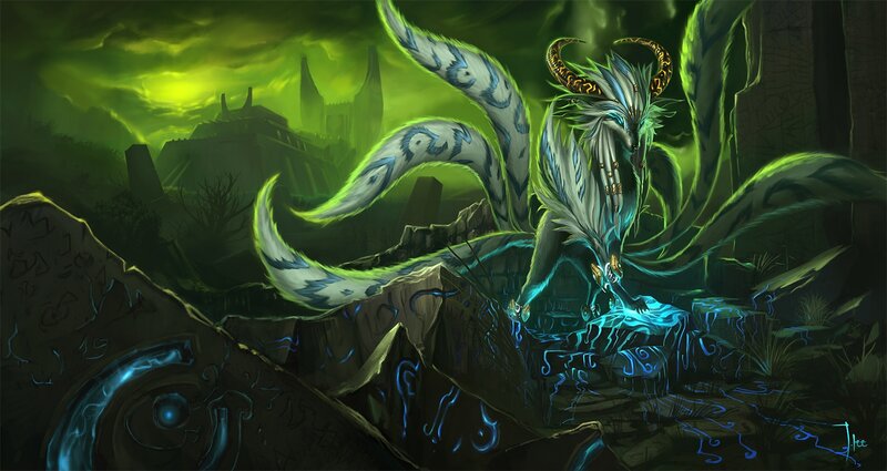 White Dragon with Horns — Green