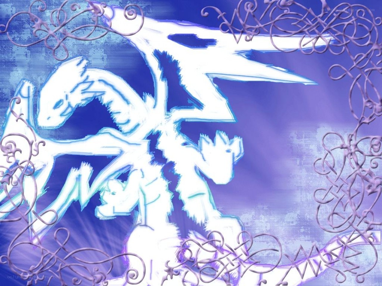 white dragon with purple vines