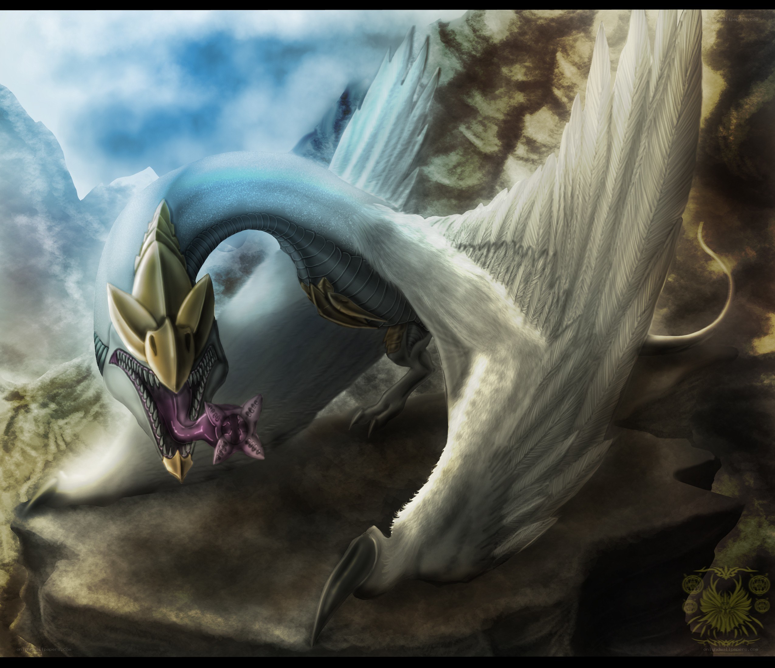 White dragon with starfish