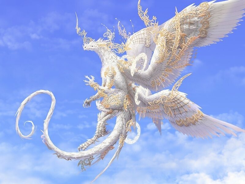 White Dragon with Wings