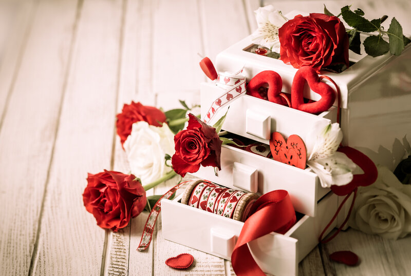 White Drawer with Roses