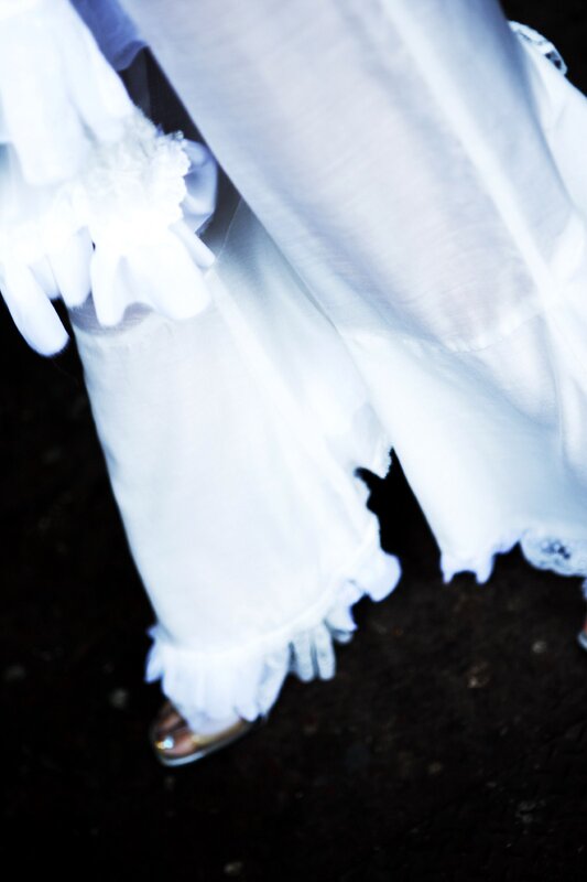white dress with ruffles