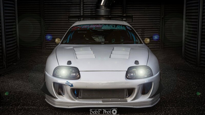 White Drift Car — Dramatic, Night, Photograph