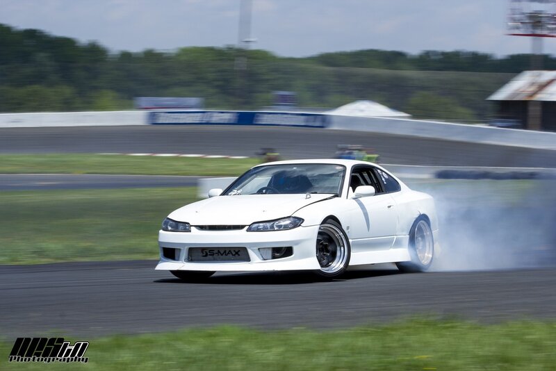 White Drift Car — Dynamic, Afternoon, Photograph, Race Track, Smoke, Driver