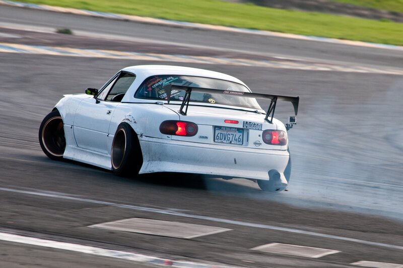 White Drift Car — Dynamic, Afternoon, Photograph