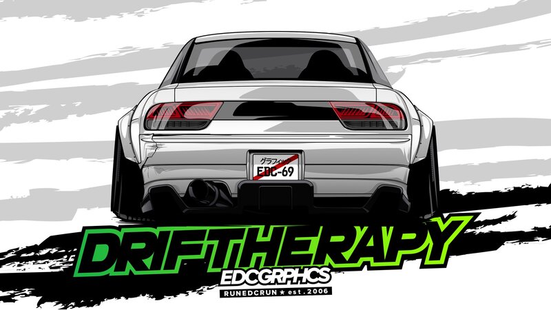 White Drift Car — Dynamic, Digital Art
