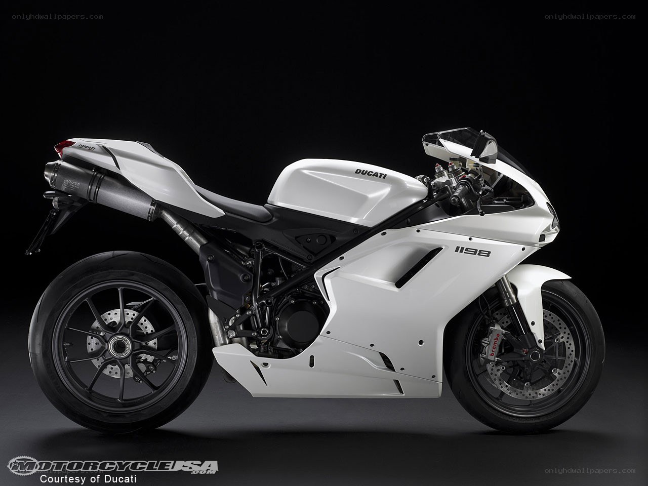 White Ducati 1198 motorcycle