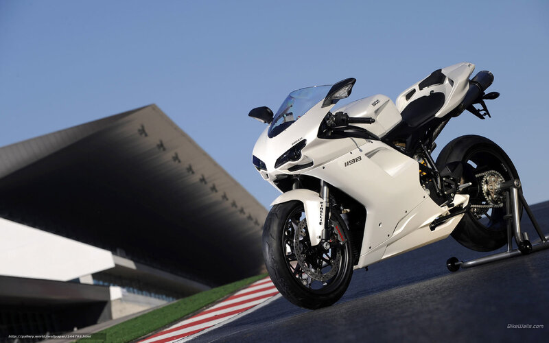 White Ducati 1198 on racetrack