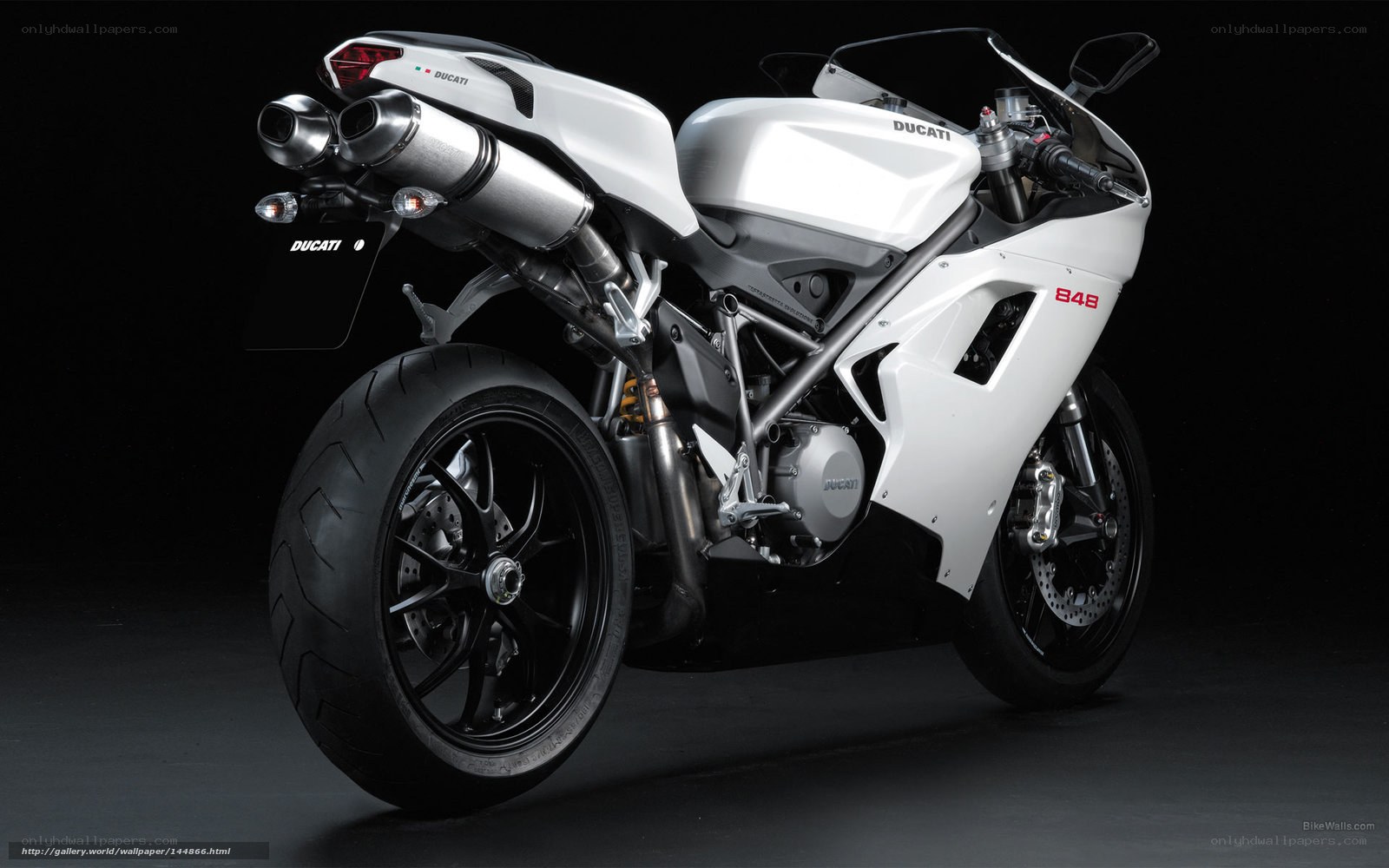 White Ducati 848 motorcycle