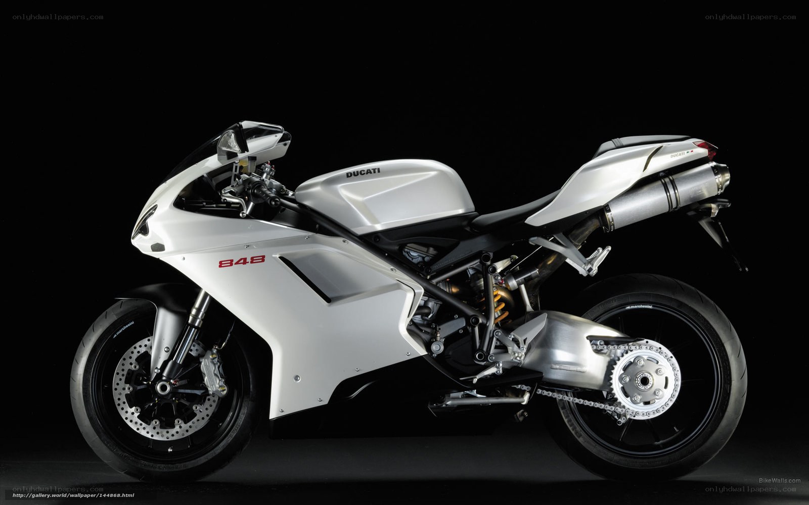 White Ducati 848 motorcycle