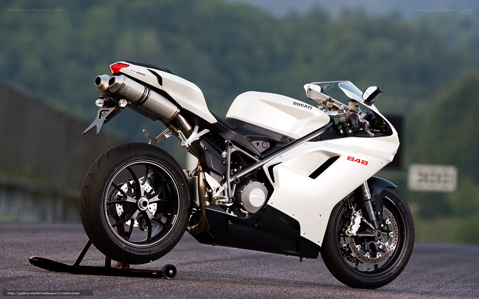 White Ducati 848 motorcycle