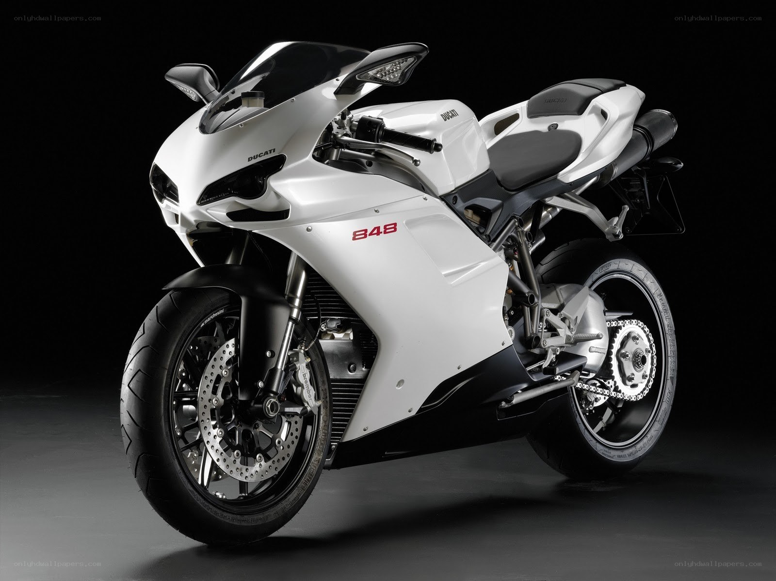 White Ducati 848 motorcycle