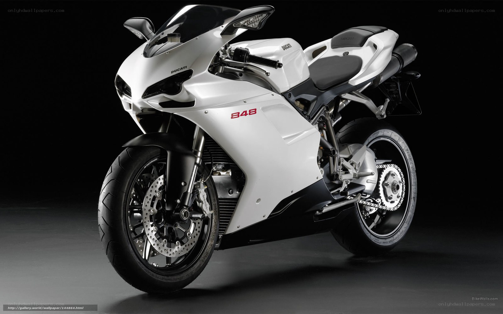 White Ducati 848 motorcycle