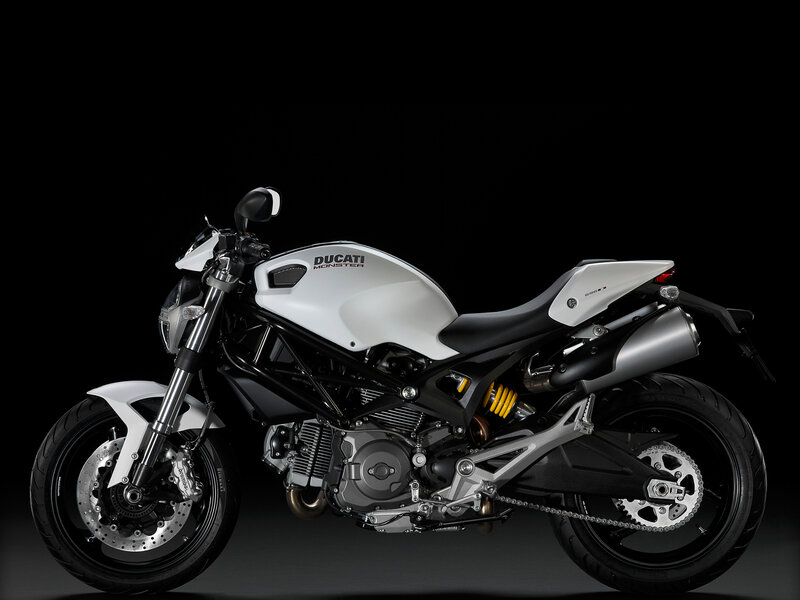 White Ducati Monster motorcycle