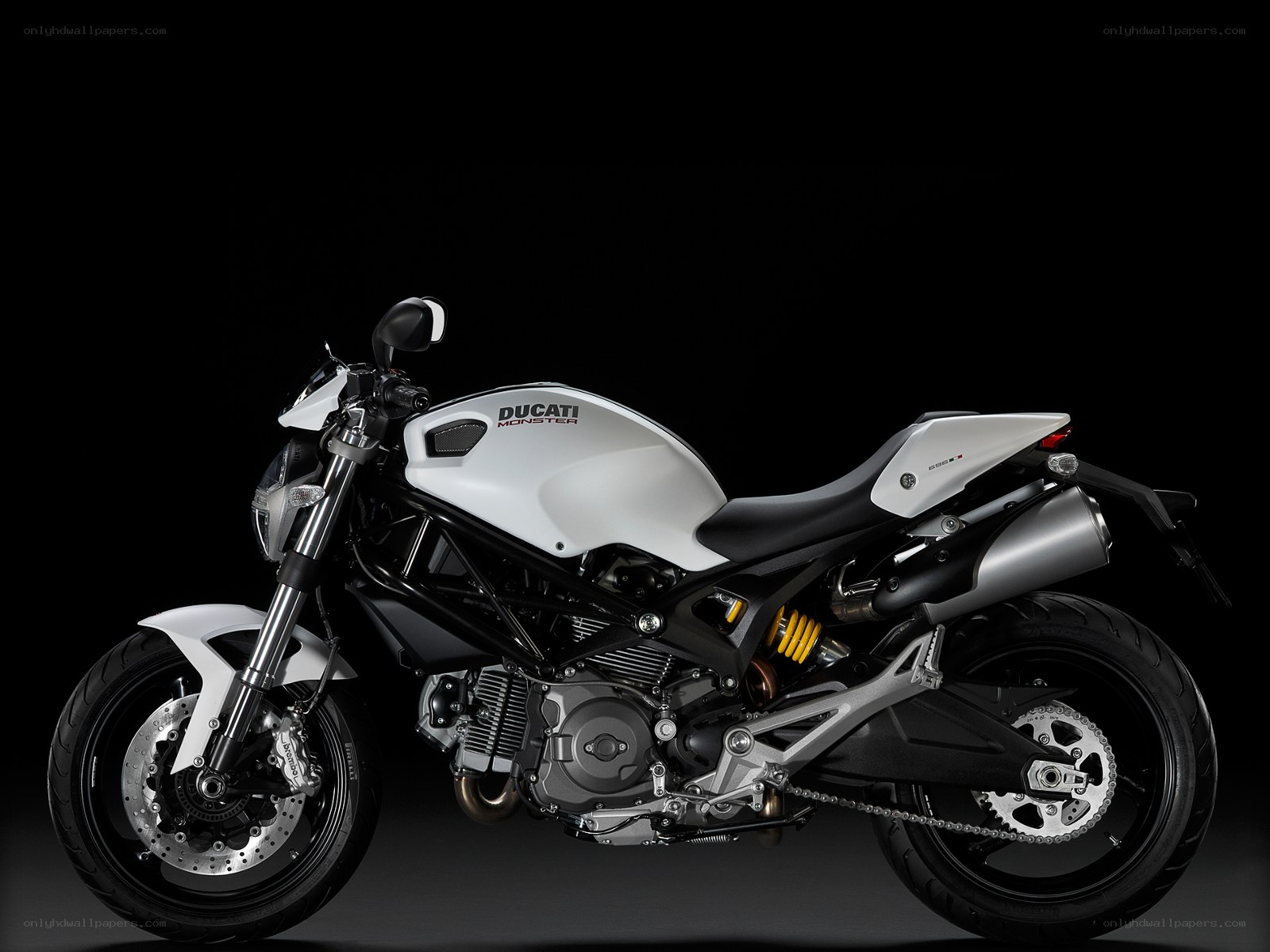 White Ducati Monster motorcycle
