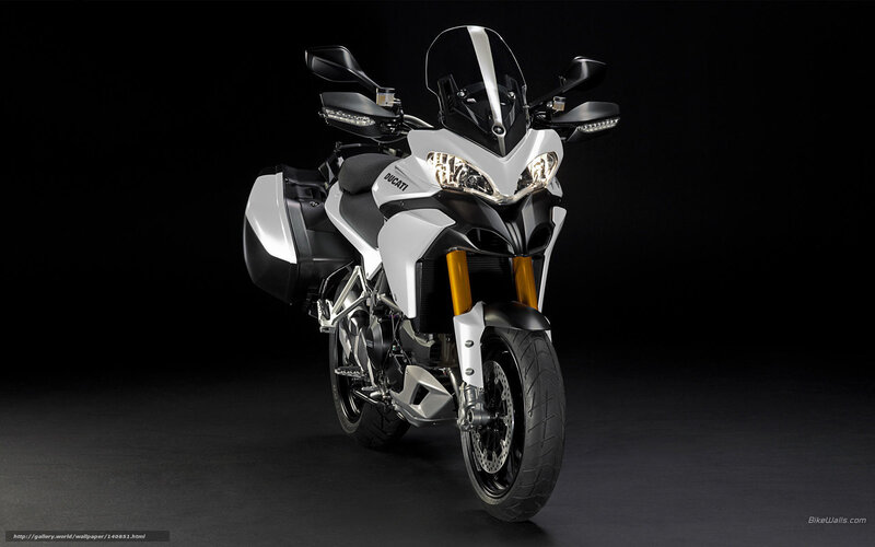 White Ducati Motorcycle — Black, Dramatic, Photograph, Saddlebags