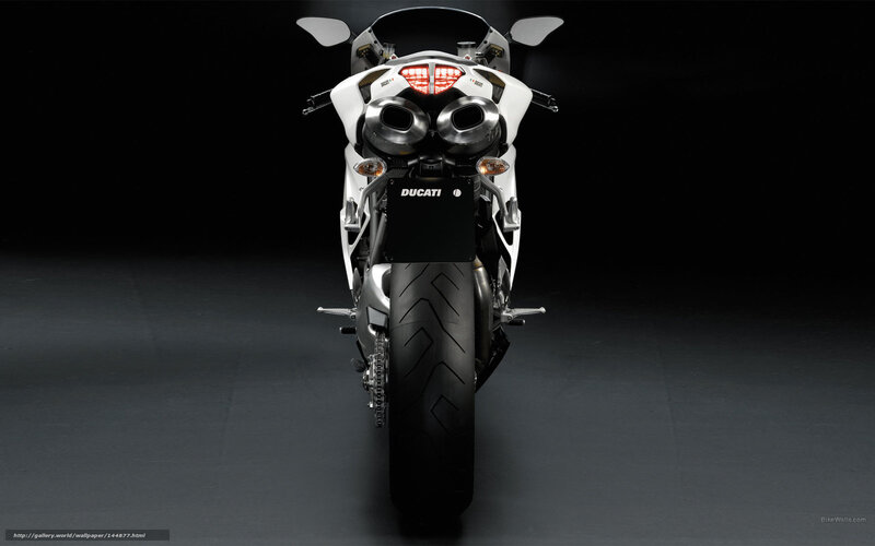White Ducati Motorcycle — Black, Dramatic, Photograph