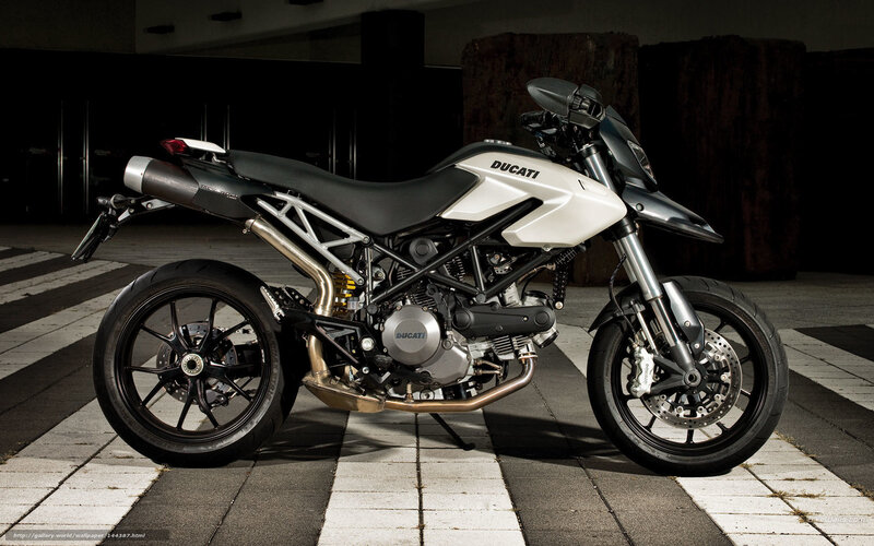 White Ducati Motorcycle — Dramatic, Night, Photograph