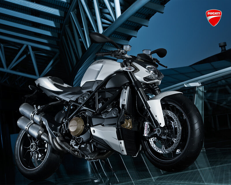 White Ducati Motorcycle — Dramatic, Night