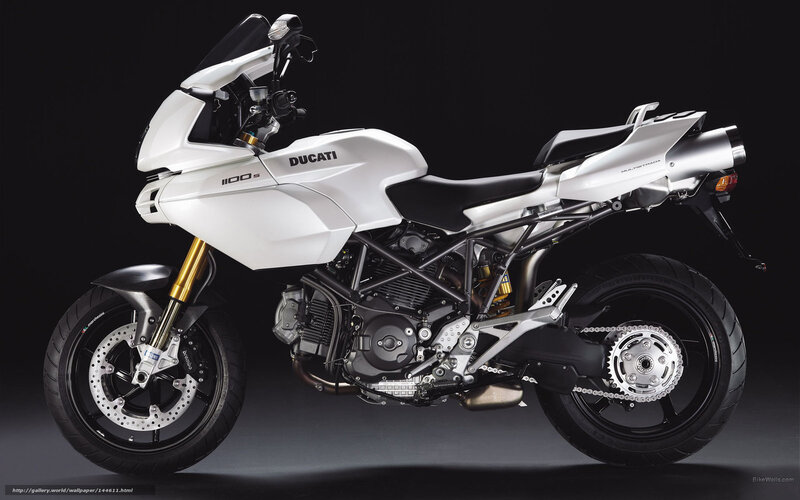 White Ducati Motorcycle — Dramatic, Photograph, Black Background