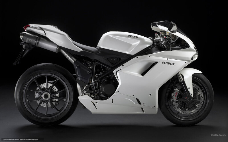 White Ducati Motorcycle — Dramatic, Photograph, Exhaust Pipe, Front Wheel