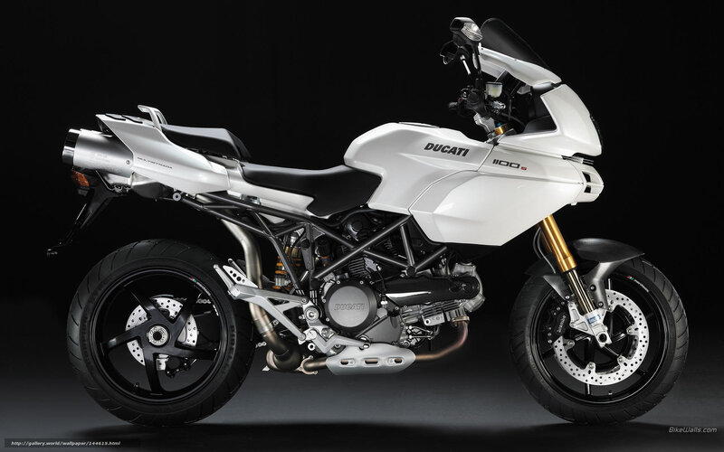 White Ducati Motorcycle — Dramatic, Photograph, Exhaust Pipe, Windshield