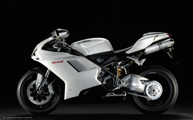White Ducati Motorcycle — Dramatic, Photograph, Exhaust, Wheel