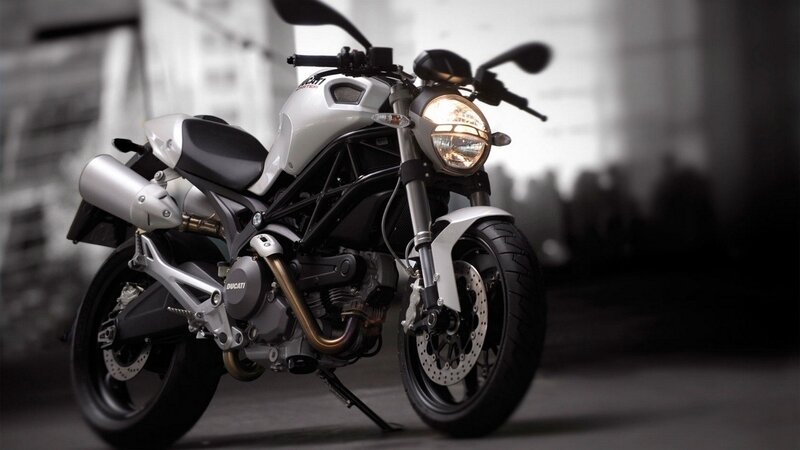 White Ducati Motorcycle — Dramatic, Photograph, Headlight, Exhaust