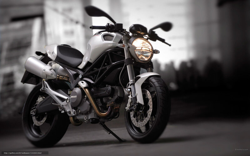 White Ducati Motorcycle — Dramatic, Photograph, Headlight