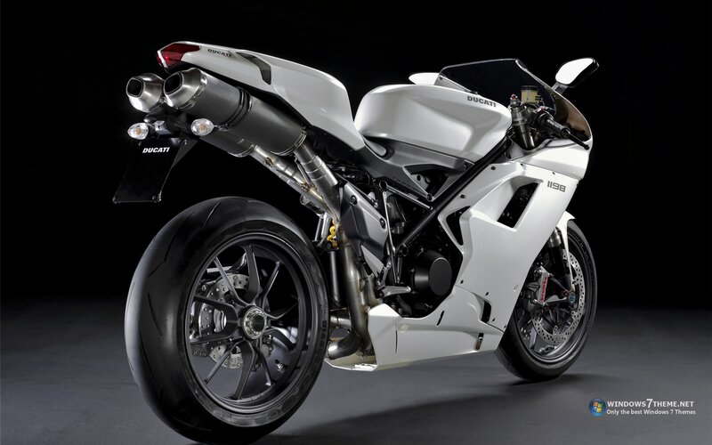 White Ducati Motorcycle — Dramatic, Photograph