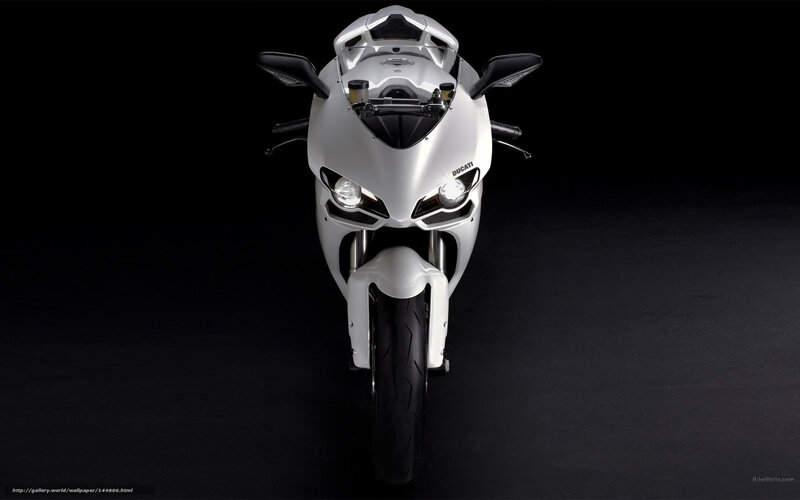 White Ducati motorcycle front view