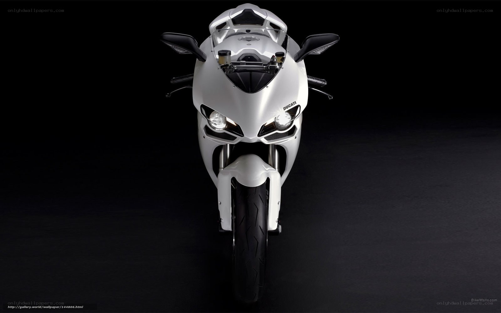 White Ducati motorcycle front view