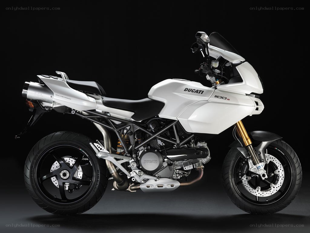 White Ducati Multistrada motorcycle