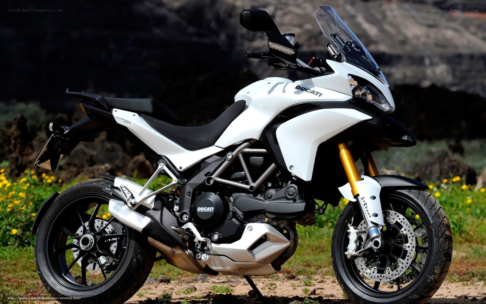 White Ducati Multistrada motorcycle