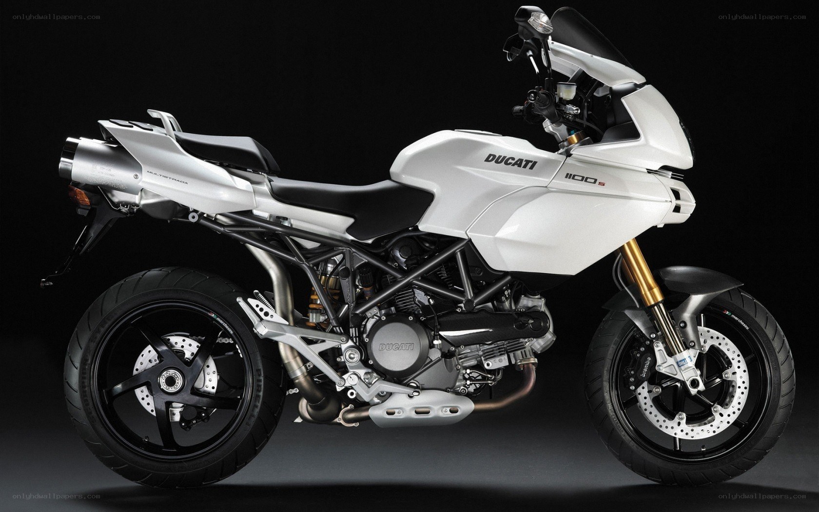 White Ducati Multistrada motorcycle