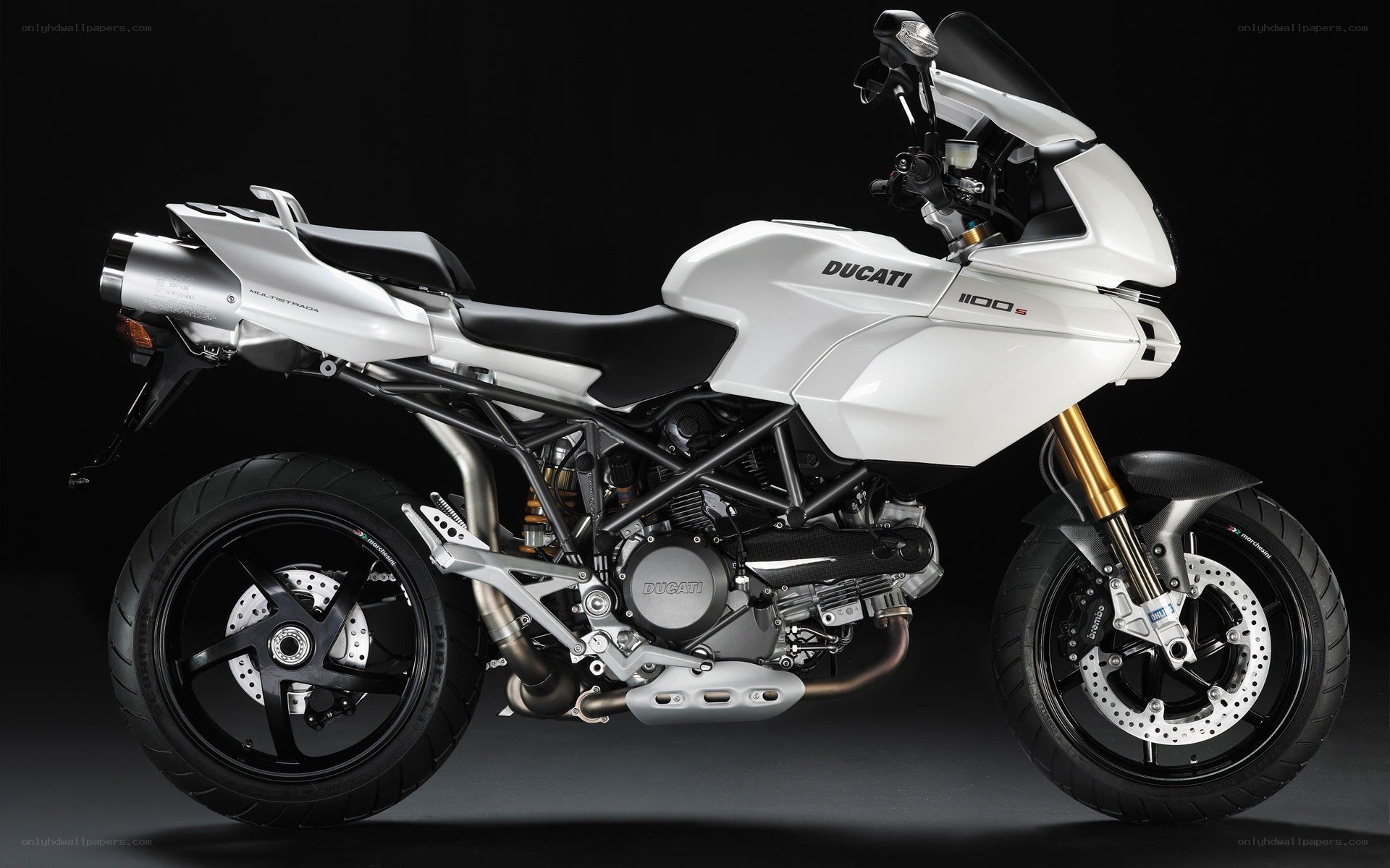 White Ducati Multistrada motorcycle