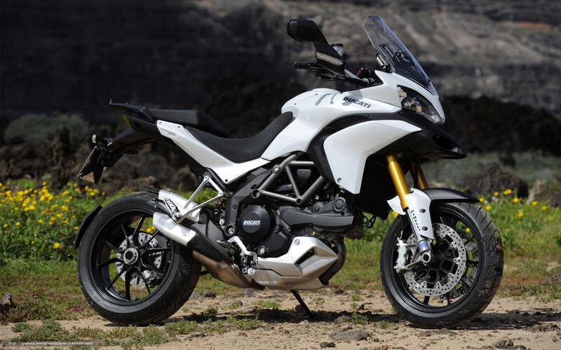 White Ducati Multistrada motorcycle