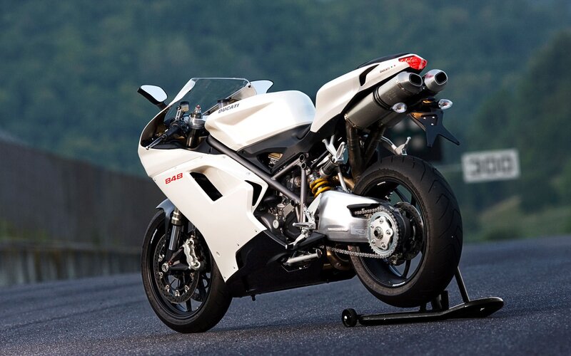 White Ducati sportbike on track